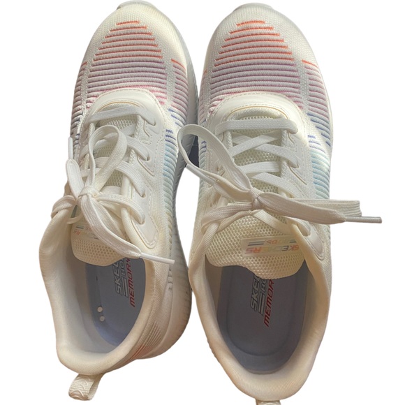 SKECHERS WOMENS BOBS SPORT SQUAD White / Multicolor - Picture 1 of 6